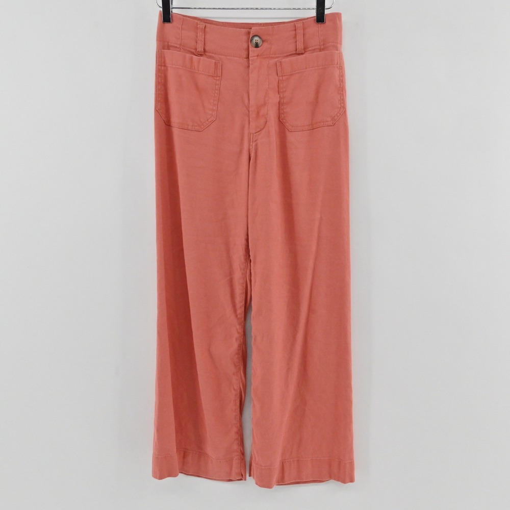 Maeve The Colette Crop Wide Leg Womens Size 25 Coral Linen Anthropologie Pants